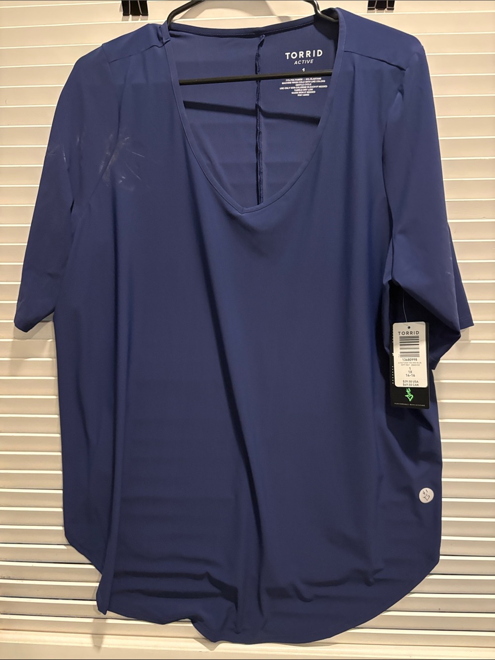 torrid Active V-Neck Short Sleeve Tee - Blue